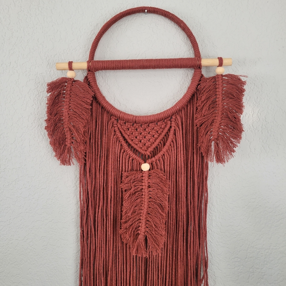 handmade boho feather macrame dreamcatcher wall art hanging wreath on hoop